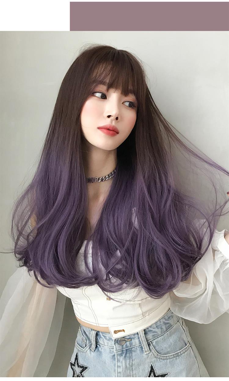 假发女长发三色渐变长卷发彩色潮长卷发整顶头套