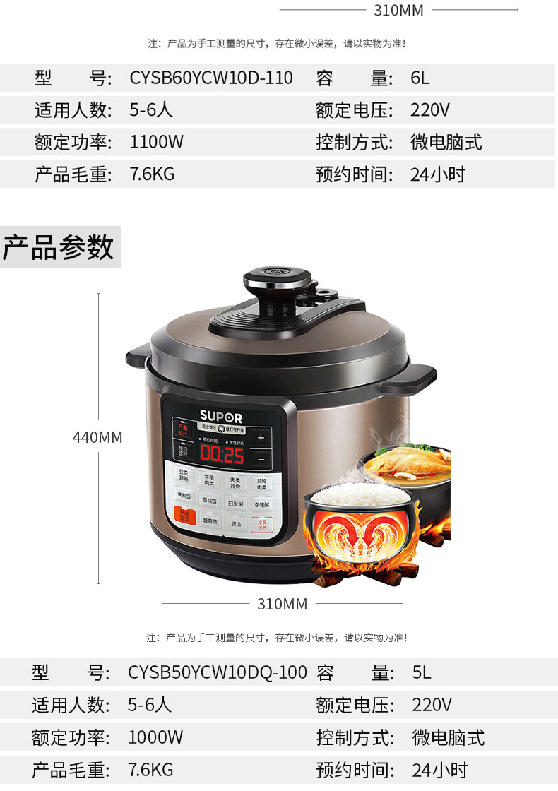 锅双胆5l6l压力锅高压锅智能家用多功能|5l智能电压力锅[双胆]【价格