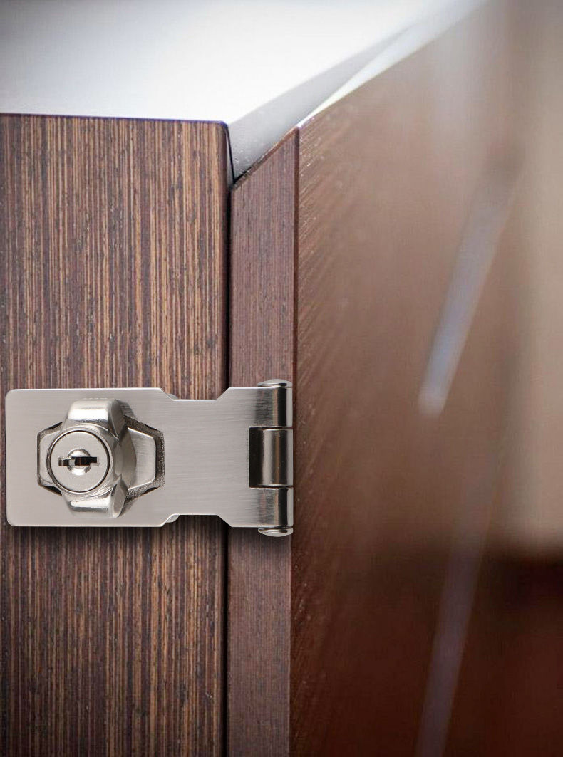 防儿童柜式冰箱锁免打孔柜门锁抽屉锁双开门冰箱锁门锁扣锁门扣 亮光