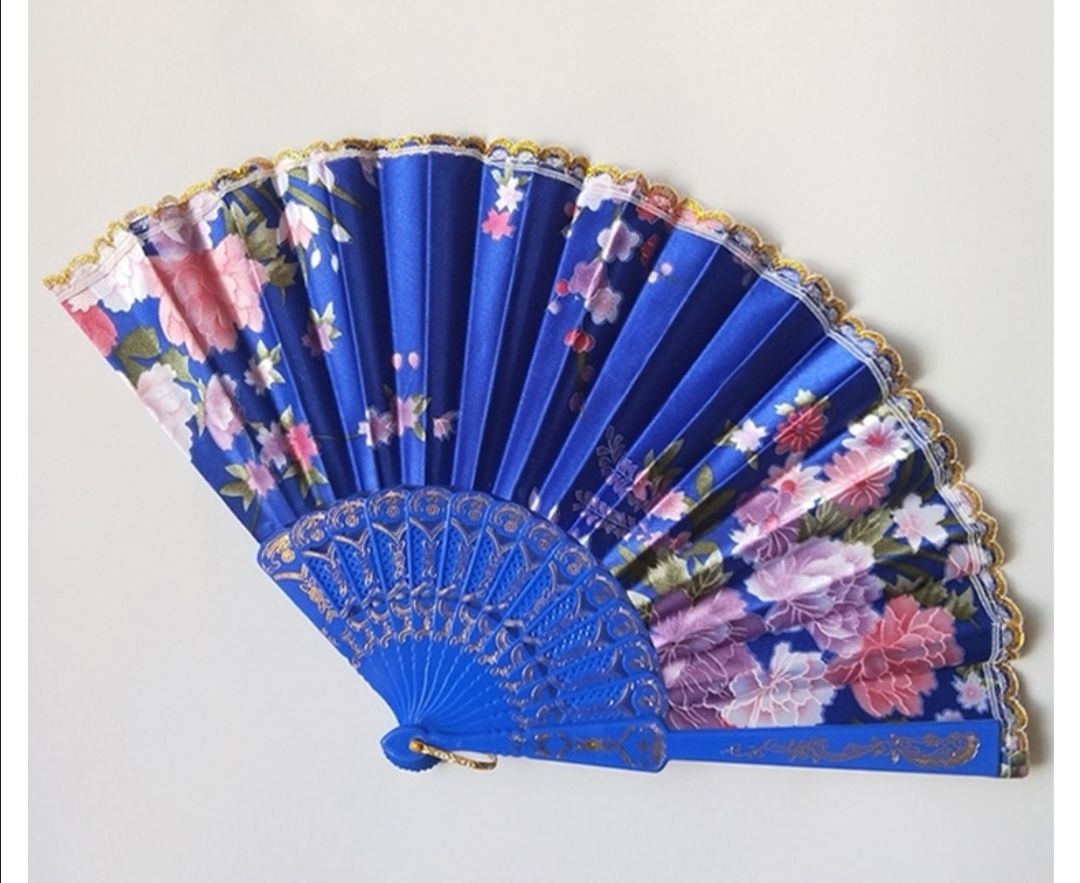 中国风布扇子咏春舞蹈扇子蕾丝扇子广场舞扇子家用扇子白色合拢23厘米