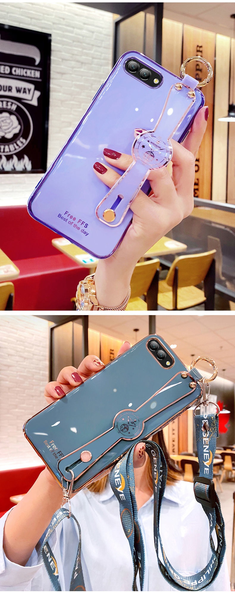 tidiui荣耀v10手机壳女款honorv10腕带保护套bklal00硅胶包镜头防摔斜