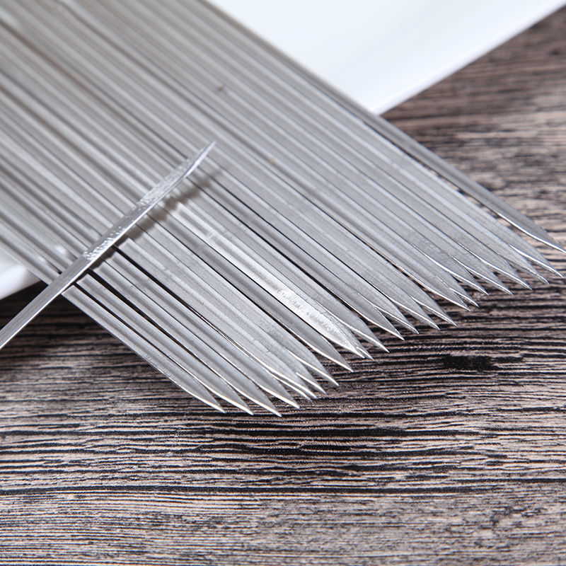 林中鸟不锈钢烧烤签子羊肉串烤肉工具签字烤串用品铁签子扁签配件烧烤