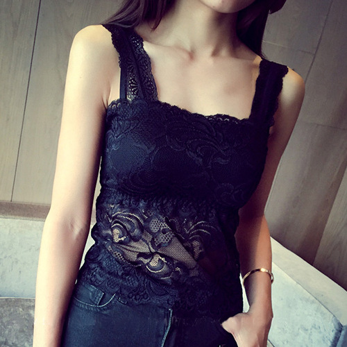 2017夏季女士韩版背心吊带裹胸抹胸韩版时尚勾蕾修身吊带