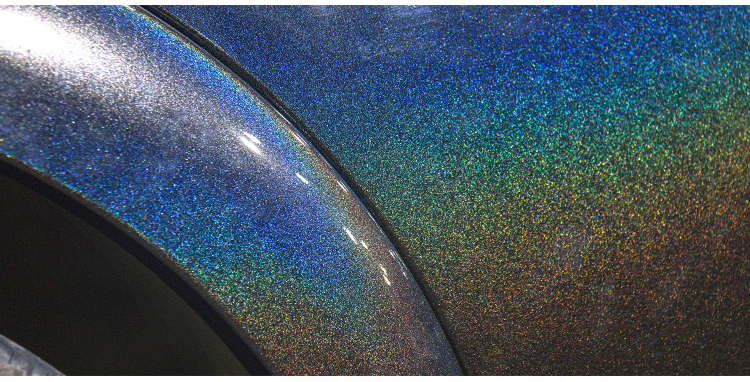 汽车改色膜七彩镭射黑白银炫彩灰珠光闪点变色电镀膜全车身贴膜