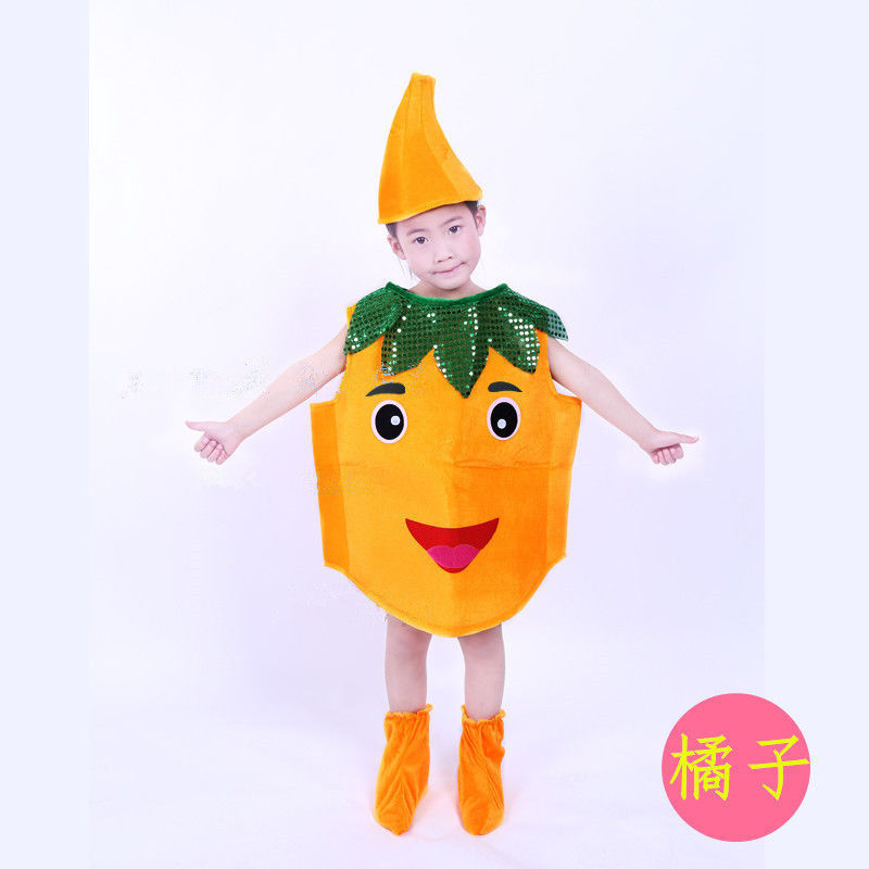 儿童水果蔬菜表演服装幼儿园蔬菜水果服装节日亲子环保走秀服 绿西瓜