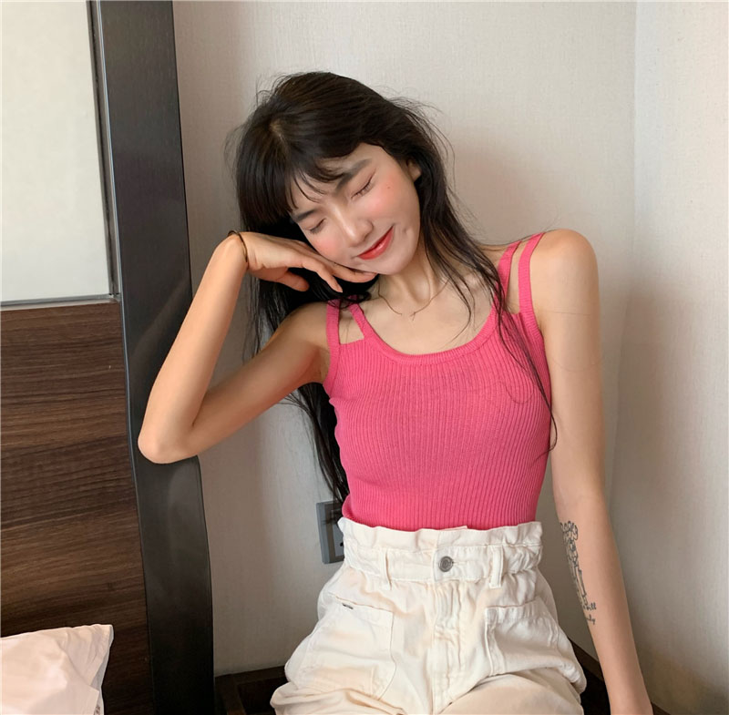 2020夏装新款泫雅风上网红修身显瘦双肩带外穿针织背心吊带女