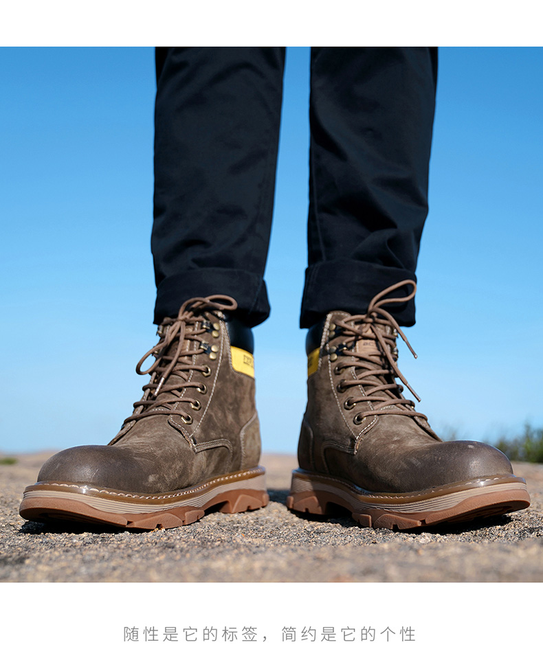 德国骆驼动感马丁靴男复古高帮工装靴秋冬男士英伦靴子真皮大靴