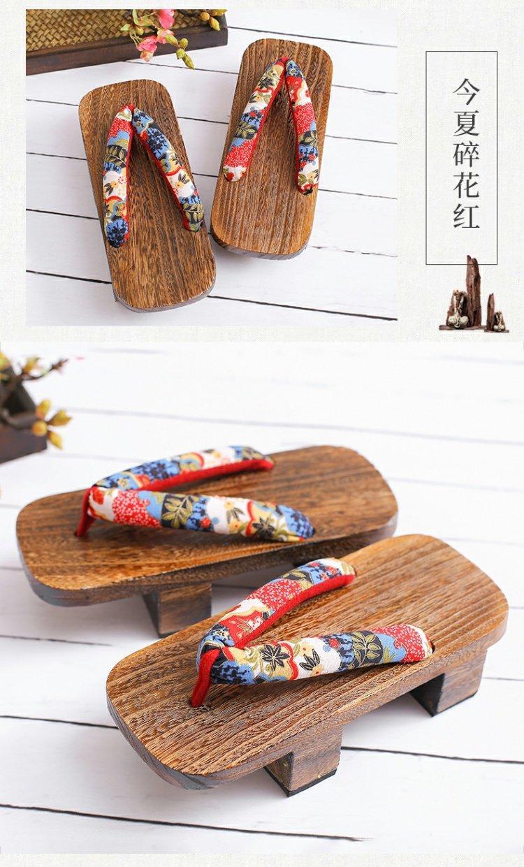 《2019新款木头鞋情侣男女二齿木屐高跟夹脚日本木屐拖鞋 cosplay女