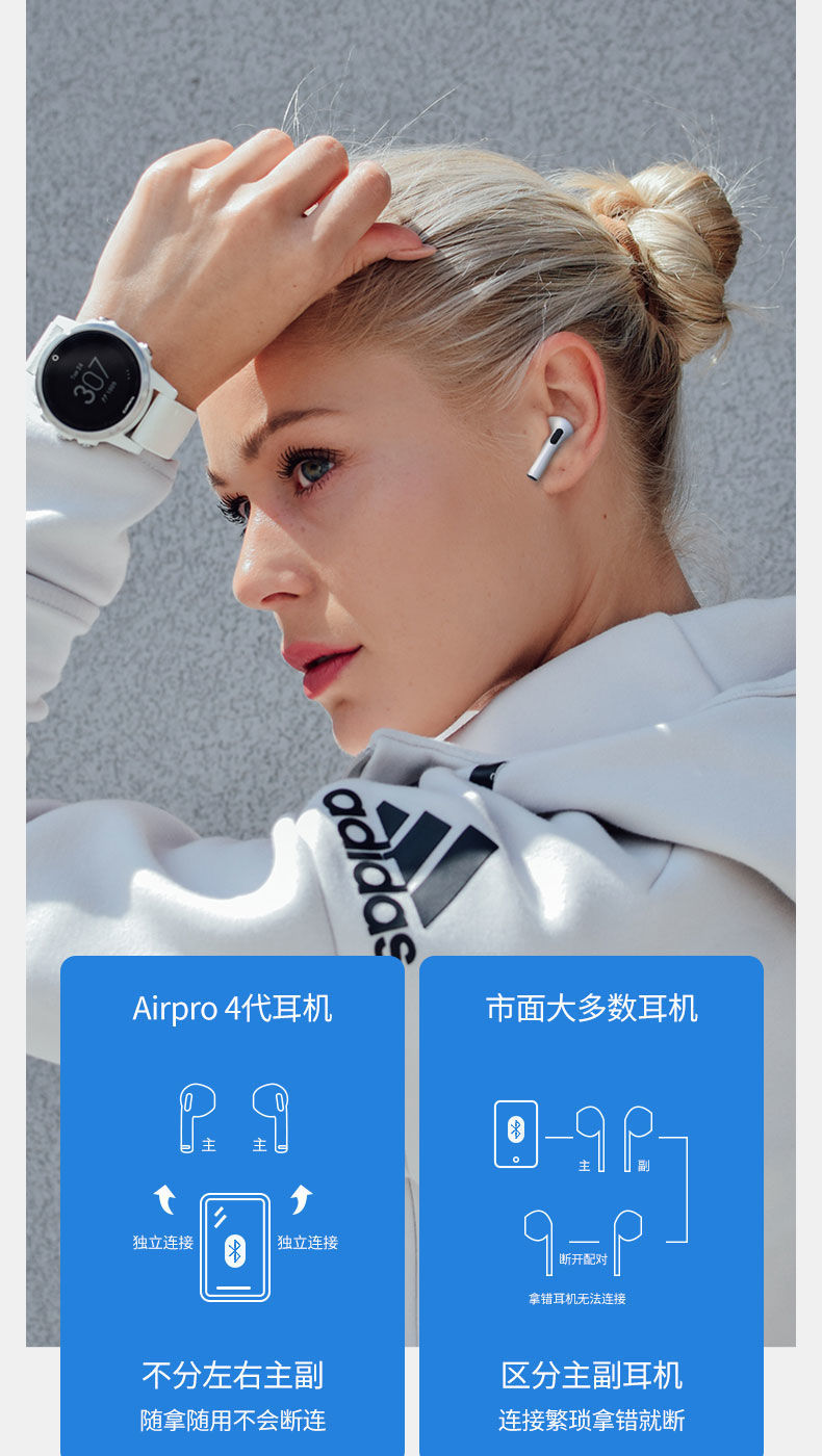 四代无线蓝牙耳机pro4迷你入耳式华为oppo苹果vivo小米通用双耳塞升级