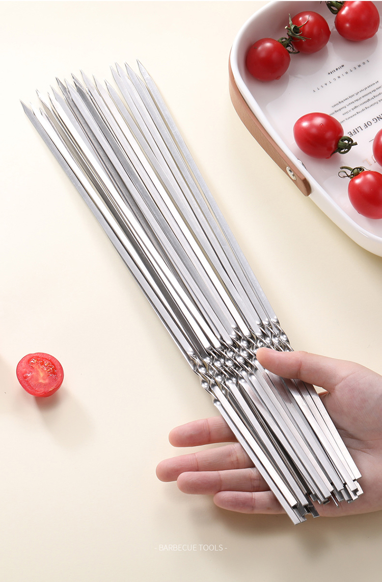 烧烤签子不锈钢扁签刚签圆签烧烤用具烤针羊肉串铁签烤肉烤串签子厨房