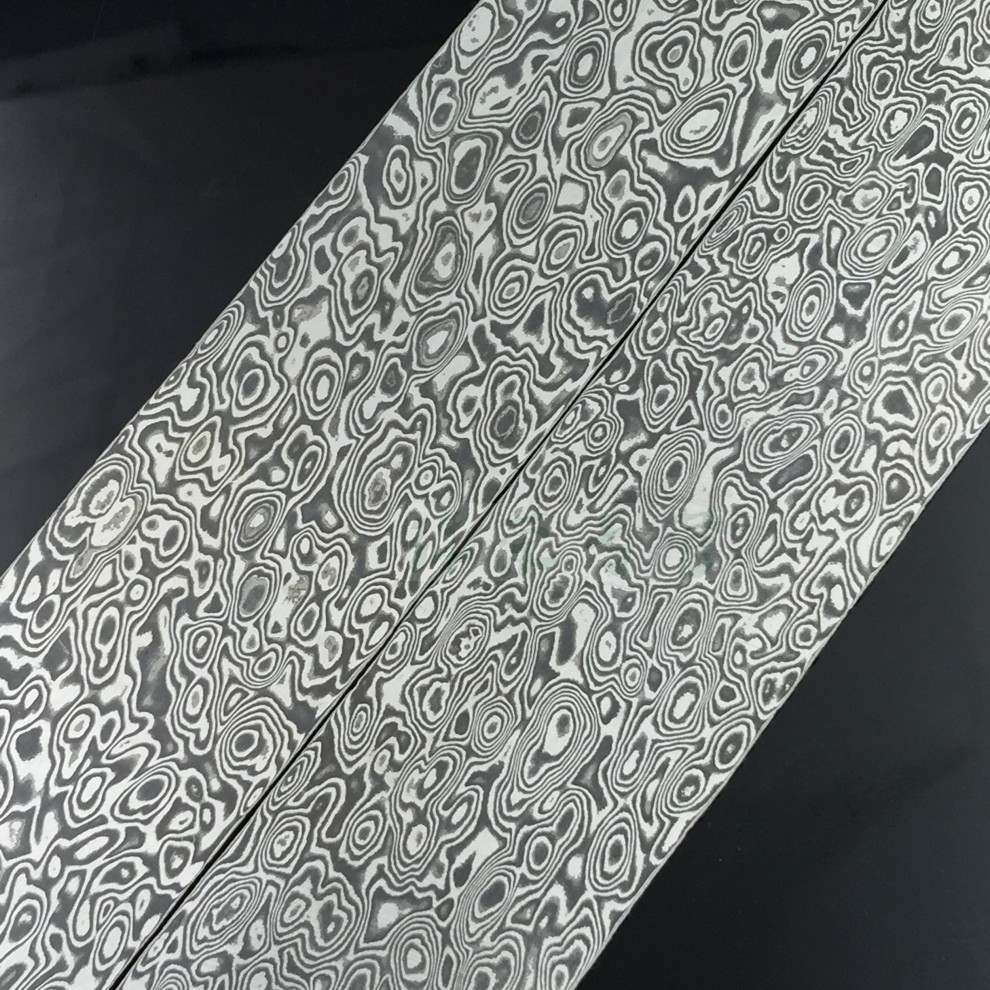 定做花纹钢板钢胚大马士革钢板料原料刀胚钢不锈钢板钢材料已淬火螺旋