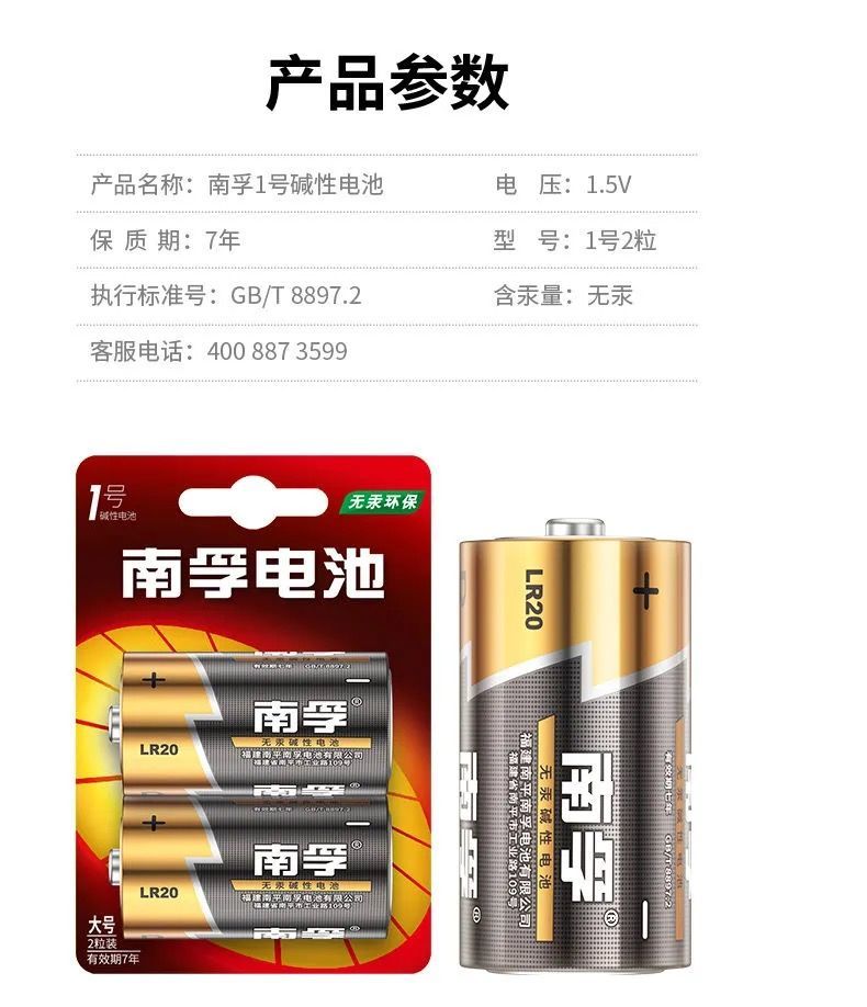 碱性1号电池lr2015v燃气灶热水器喷香机电子琴电池南孚1号10节
