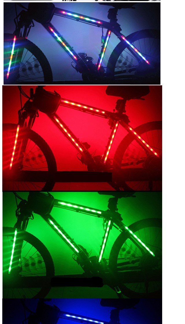 自行车装饰灯 死飞车灯边条灯 山地车车架灯 电动车闪光灯 彩色14led