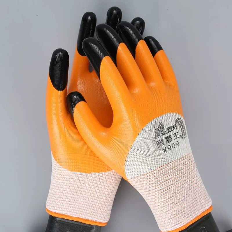 登升耐磨王909手套防滑耐油防水工地工作挂胶线胶机械防护登升正品一