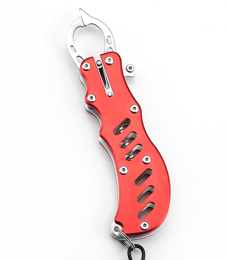 不锈钢控鱼器路亚钳多功能夹鱼器控鱼钳抓鱼器取鱼器夹鱼钳子红色控鱼