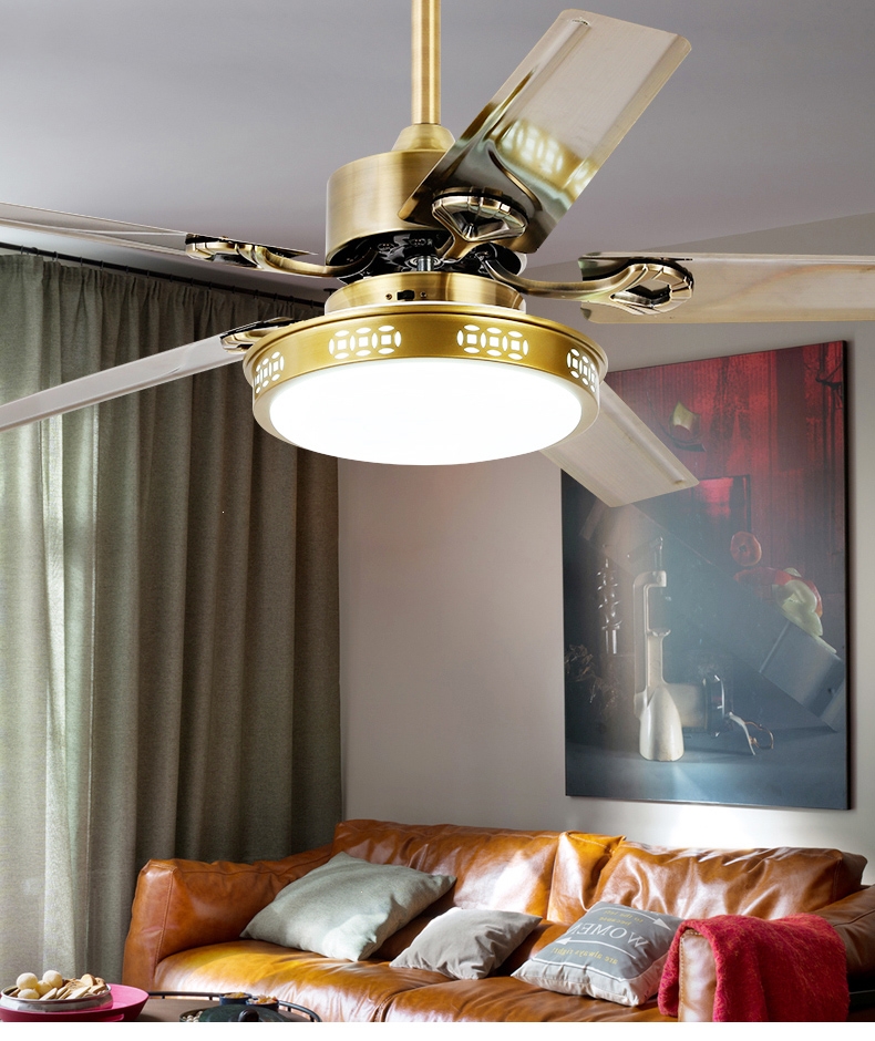 吊扇灯餐厅风扇灯时光旧巷欧式复古带电扇的灯具家用客厅卧室风扇吊灯