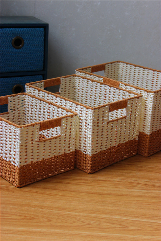 卡汐沐 新品零食收纳盒无盖编织整理箱长方形草编收纳筐茶几编制收纳