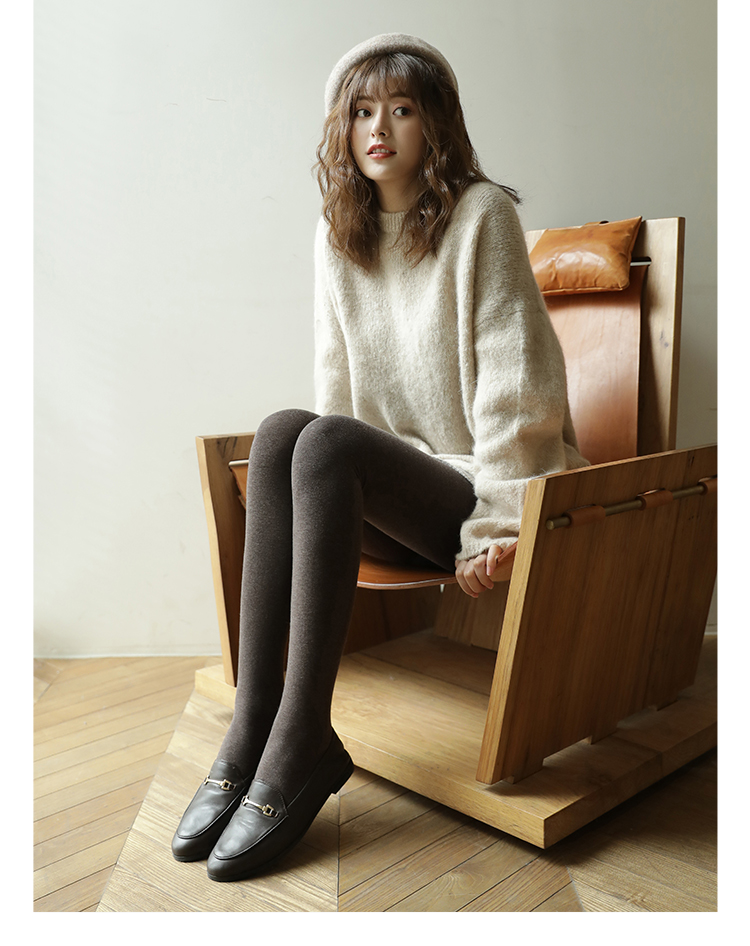 可莉允秋冬金棉平纹羔绒高弹蓄热连裤袜加绒加厚显瘦燕麦打底袜女丝袜