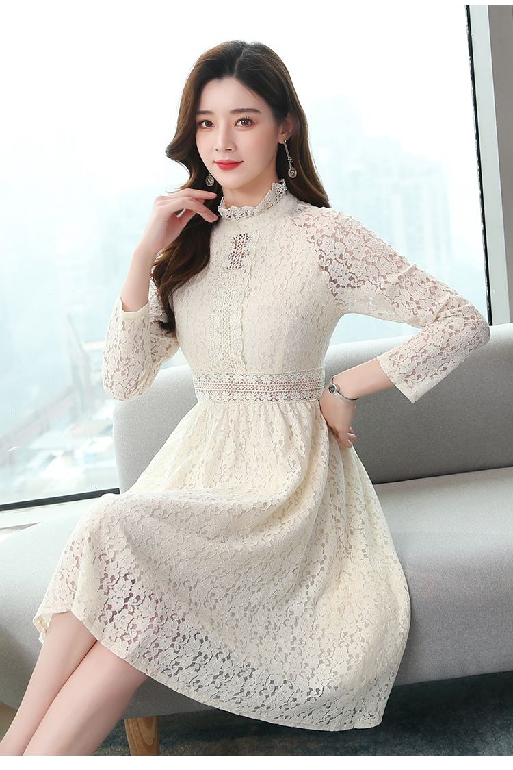 班俏banqiao蕾丝连衣裙女2020春新款修身女装秋冬装收腰显瘦气质流行