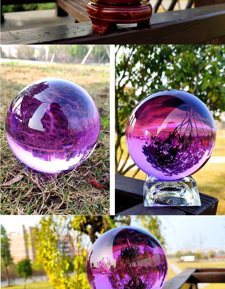 紫色水晶球预言摆件招财旺运风水球镇宅辟邪玄关家居办公水晶摆件