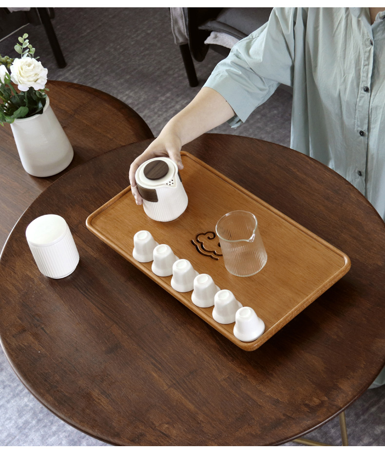 实木茶台旅行茶具抽屉式储水家用排水茶海干泡功夫茶具盘套装 国泰家