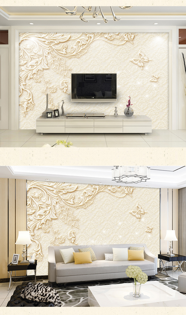 宿巢墙纸/墙布 电视背景墙壁纸5d立体壁布客厅大气8d凹凸壁画现代简约