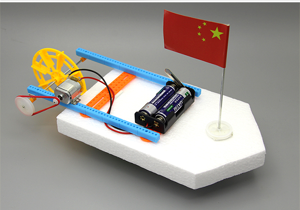 轮桨小船拼装模型科技小制作中小学生diy手工泡沫船冲锋艇空气动力船