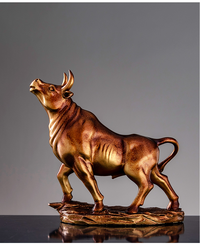 三维工匠牛气冲天摆件华尔街牛客厅办公室办公桌桌面招财吉祥物开业送