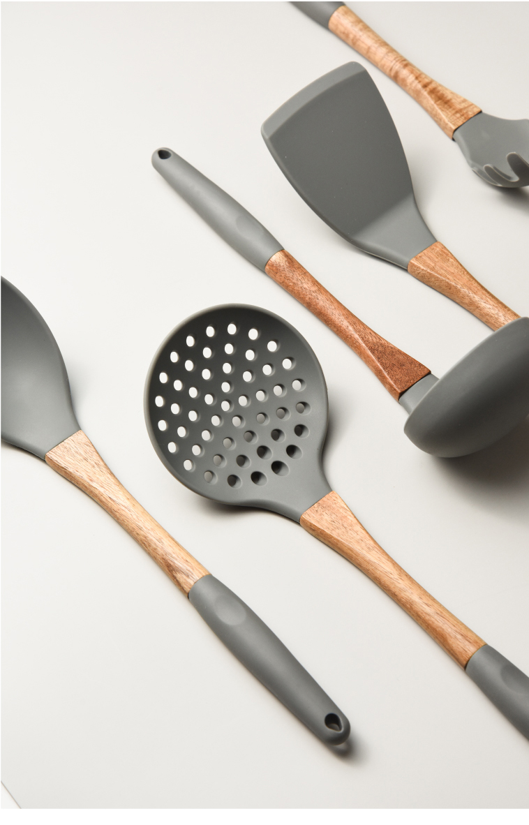 北欧硅胶菜铲铲子不粘锅专用锅铲勺子可高温家用汤勺厨具套装 敬平 密