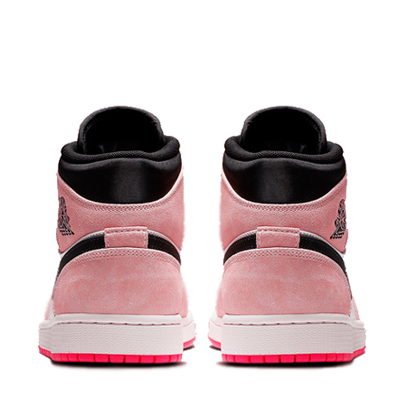 耐克nikeairjordan1midse粉樱花黑粉脚趾脏粉麂皮运动篮球鞋852542801