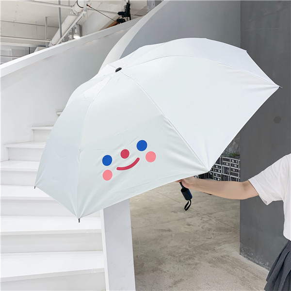 防紫外线太阳晒伞折叠少女心小巧便捷可爱雨伞简约笑脸ins晴雨伞