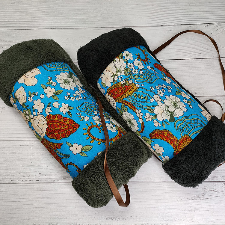 《乌镇蓝印花布 东北大花手捂子怀旧老款暖手筒 保暖手套午睡枕插手