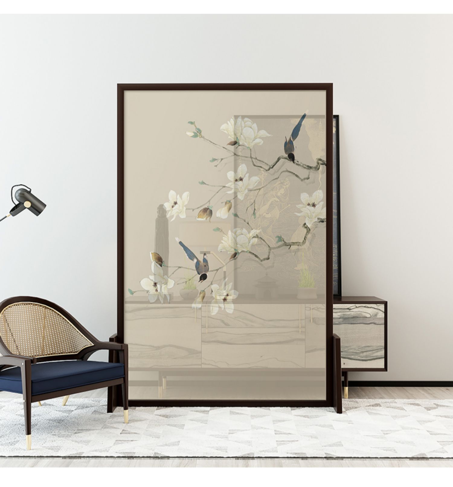 新中式实木屏风隔断客厅纱布玄关卧室简约现代进遮挡家用小户型定制