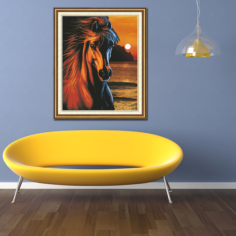 封后fenghou5d精准冰与火十字绣马到成功冰与金马头动物玄关书房有