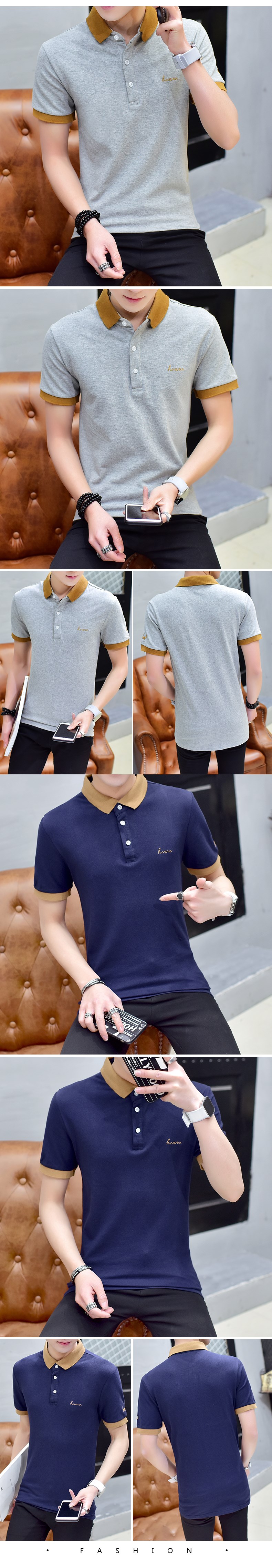 富贵鸟(fuguiniao)男士短袖t恤2020夏季加肥加大码男装时尚休闲polo衫