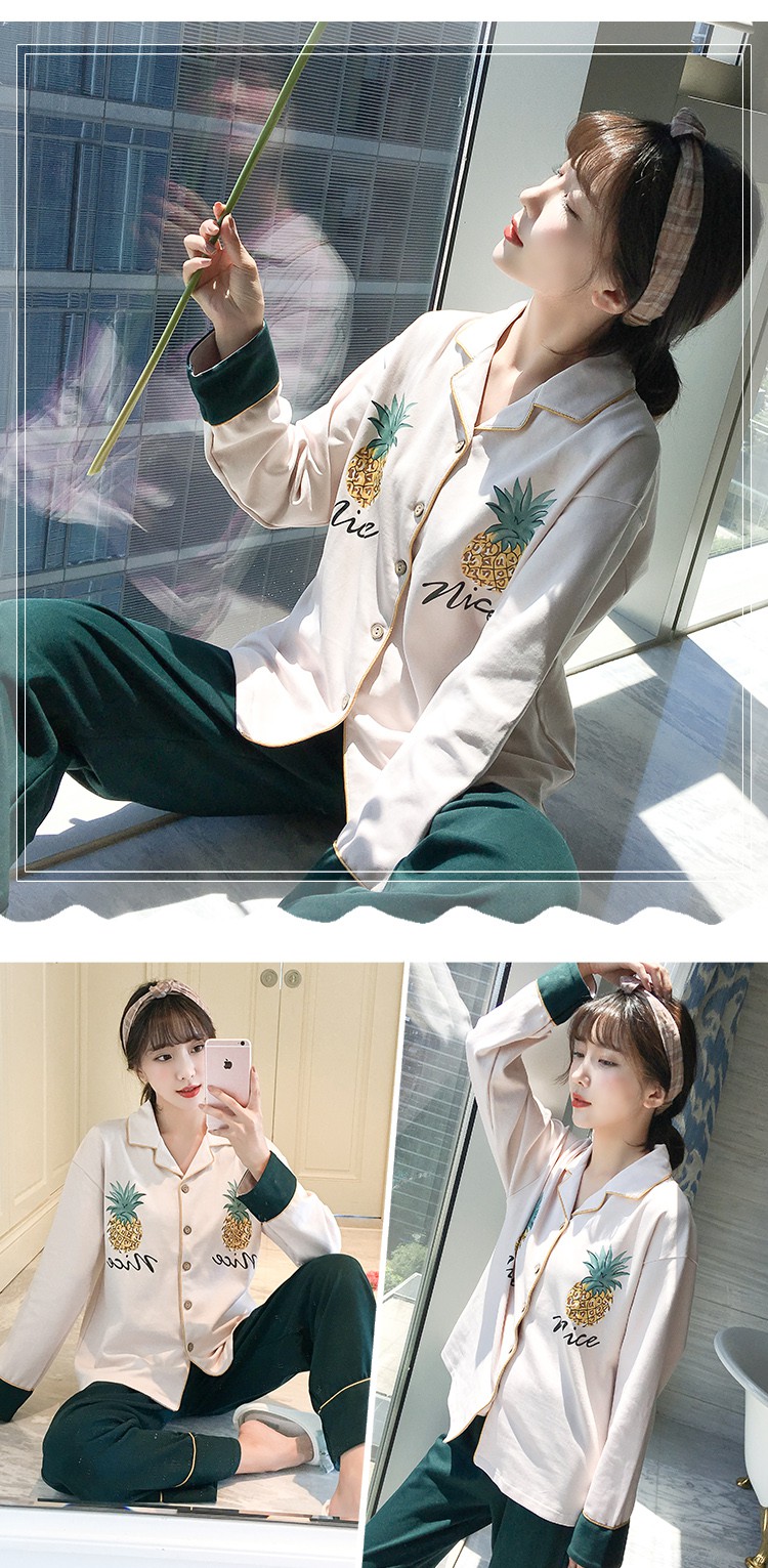 韩版睡衣女长袖卡通可爱清新学生服两件套装网红 费琳