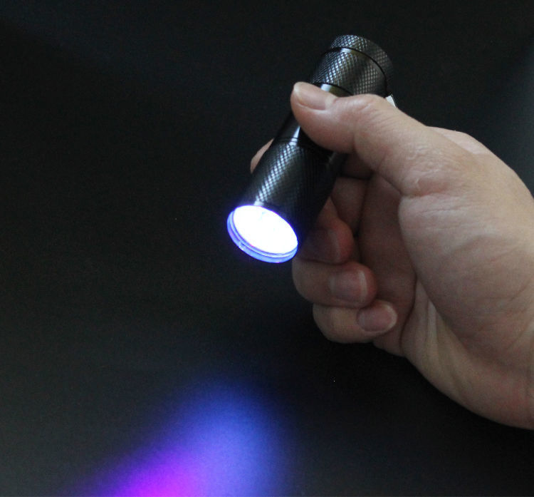 大功率led紫光灯usb充电手电筒uv验钞紫外线灯检测荧光剂绿油固化9颗