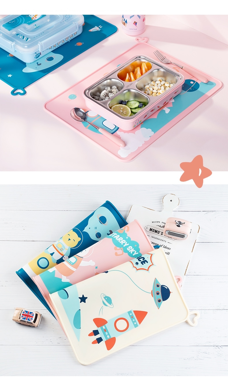 儿童餐垫小学生一年级午餐桌垫智扣防水防油吃饭垫子可折叠隔热垫