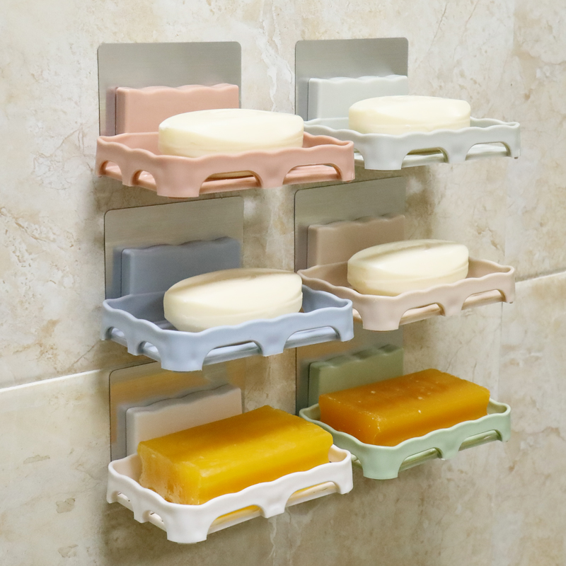 肥皂盒粘贴多层架强力无痕贴墙式粘在墙上的放皂盒可挂式香皂三层