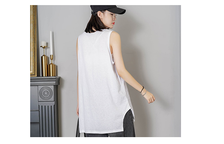 大码女装宽松工字白色背心女打底外穿胖宽松无袖上衣女秋