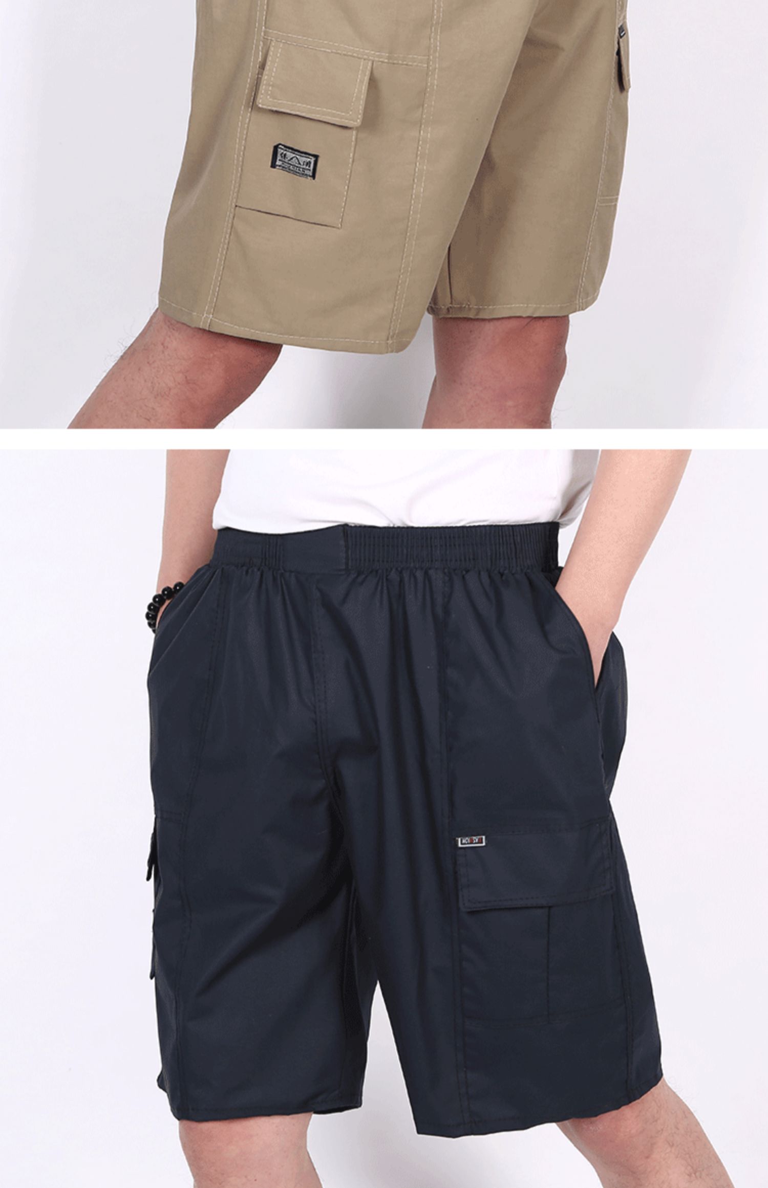 夏季中年男士宽松短裤中老年人外穿裤衩沙滩五分裤爸爸休闲大裤头黑色