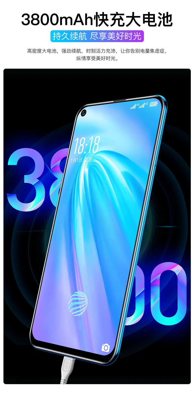 依偎ivvip60全网通4g极点穿孔全面屏侧面指纹老人模式智能老人学生4gb