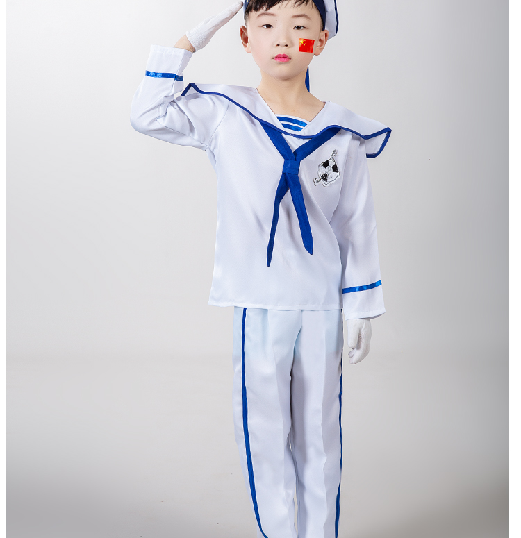 《新款儿童小海军水手演出服男女水兵表演服夏令营运动会军装dvmwmwk