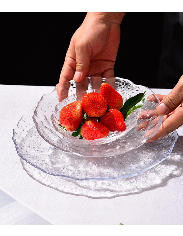 水果盘家用创意玻璃盘子北欧ins轻奢现代客厅网红水晶糖果零食盘 三维