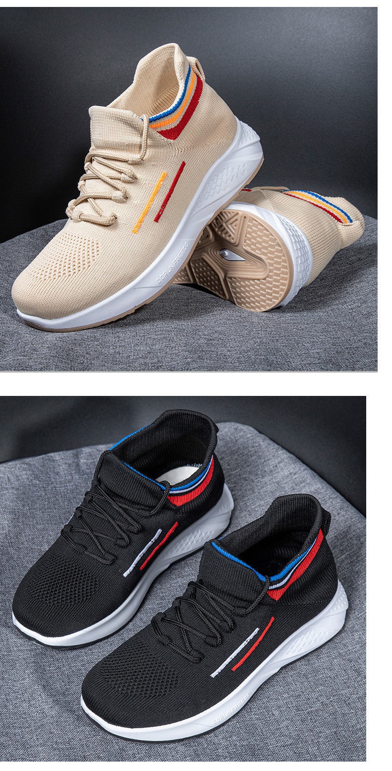 高弹力袜子鞋女2021春季新款韩版飞织增高网鞋厚底高帮老爹鞋女衫伊格