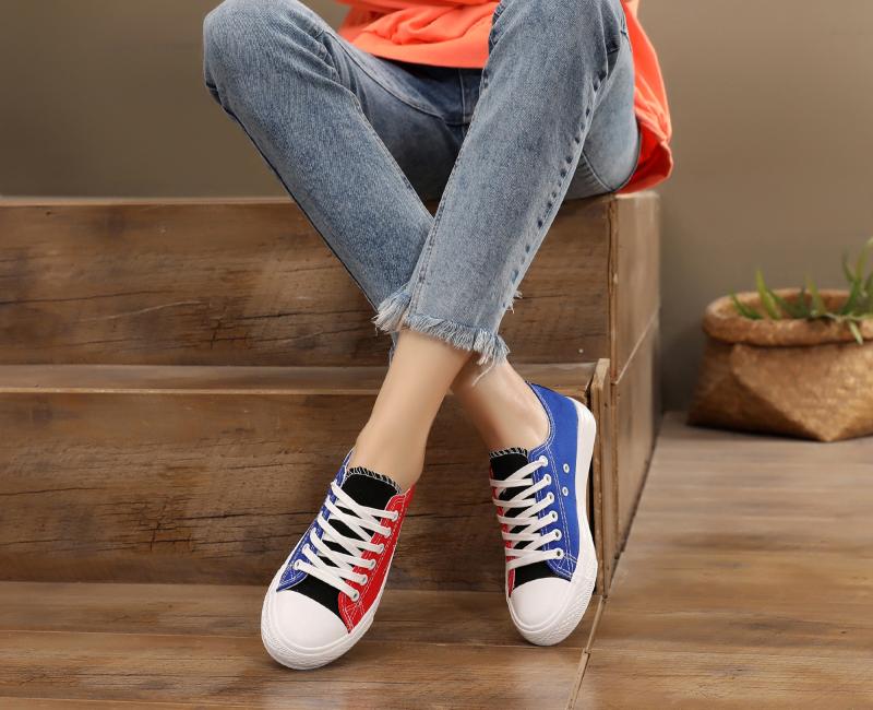 鸳鸯双色帆布鞋女韩版潮流百搭女生休闲板鞋网红同款潮鞋社会布鞋