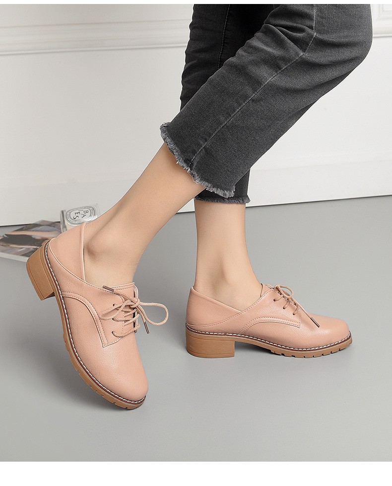 公猴小皮鞋女英伦风单鞋2020年新款春秋季中跟百搭休闲粗跟韩版女鞋