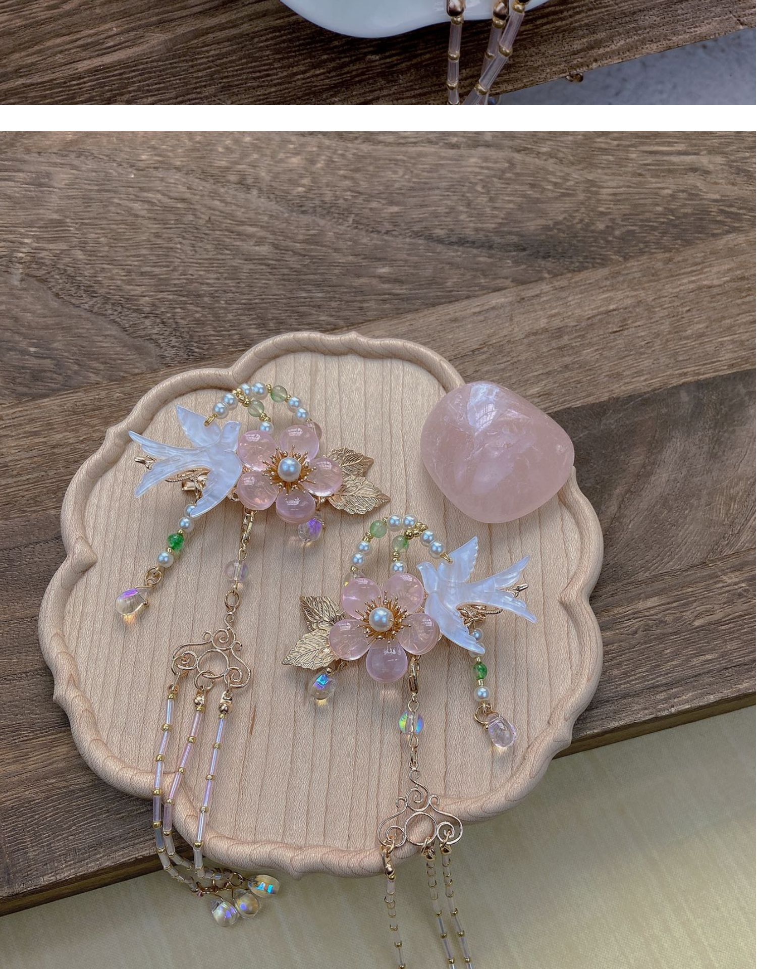 春日燕原创手工燕子发夹汉服配饰古风流苏头饰对夹发饰春日燕一对