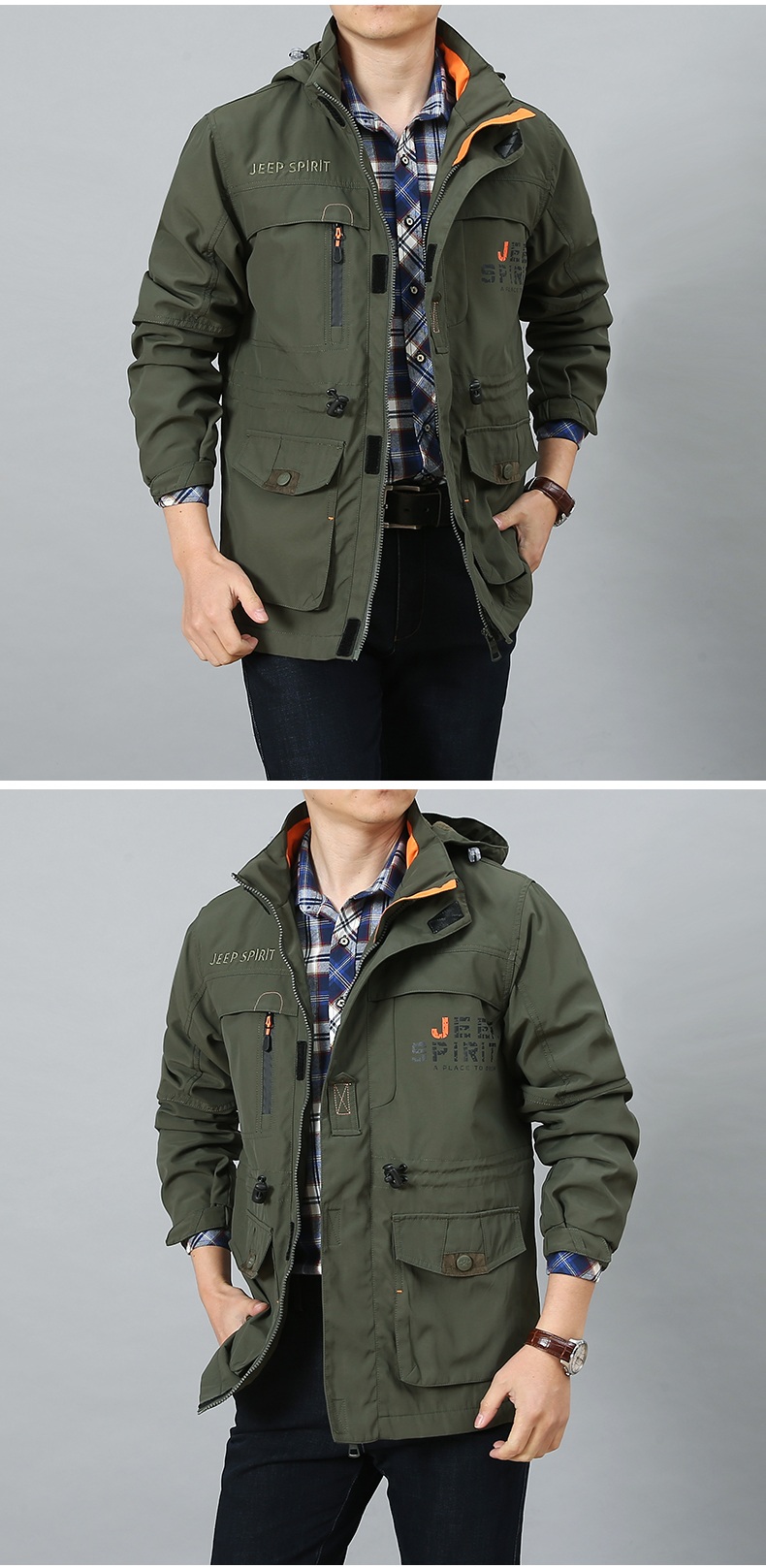 美国正品jeep吉普夹克男装2020春秋新款冲锋夹克薄款男装户外多口袋工