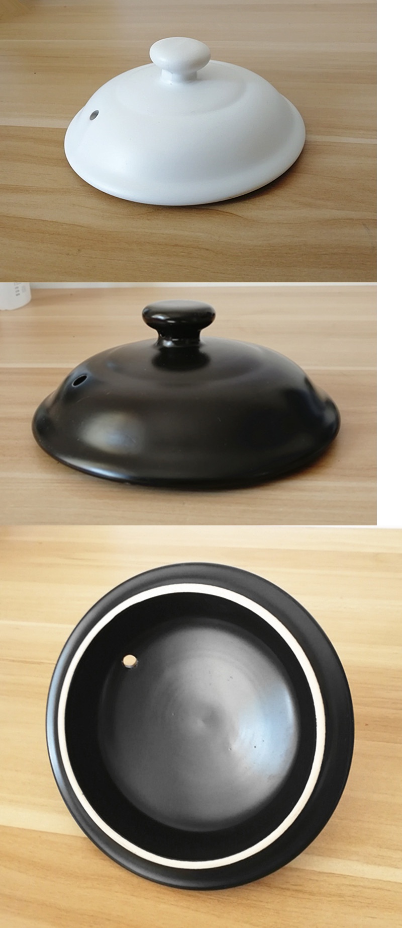 陶瓷砂锅盖子配件通用黑色炖锅汤煲盖白色沙锅盖壶石锅盖 盖子直径23